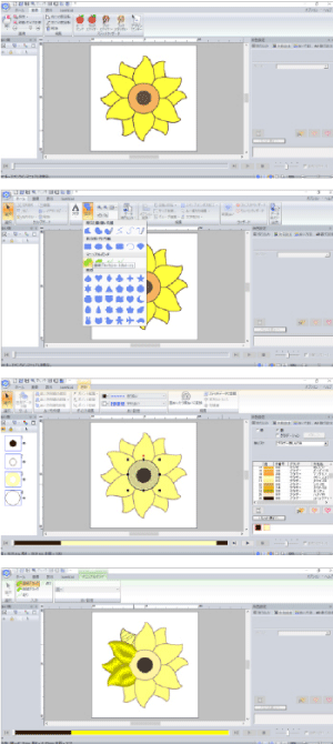 刺しゅうPRO11は刺しゅうしたいデザインを下絵として好みの刺しゅうデザインを作成することが可能、マニュアルパンチを使うと縫い方向を手動で調整できる刺しゅうデータを作成できます